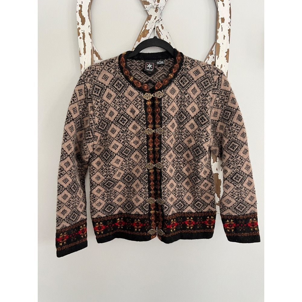 SKYR vintage wool cardigan sweater size medium metal‎ clasp closures